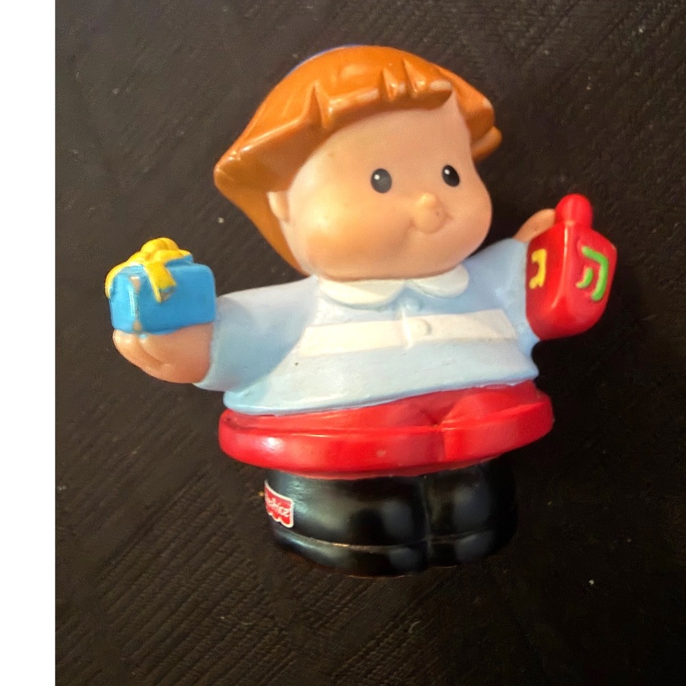 Fisher Price Little People Hanukkah Boy Figure Dreidel Gift Yarmulke 2004 Toy